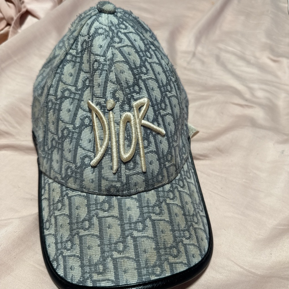 Dior Script Logo Monogram Baseball Cap - Gray & T… - image 1